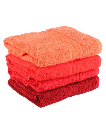 4 Serviettes de bain Rainbow orange/rouge  - 50x90 cm